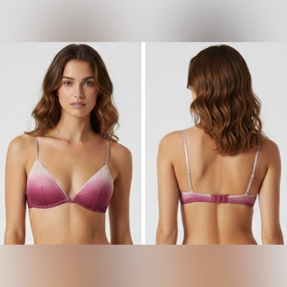 Free People Open My Eyes Ombré Underwire Triangle Bra 32C Pink Fuchsia